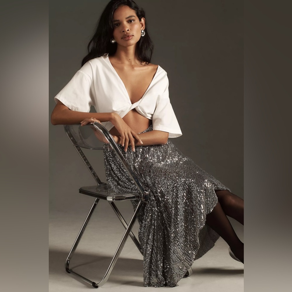 Anthropologie Delfi Collective Sequin Twofer Midi Dress - Picture 4 of 11